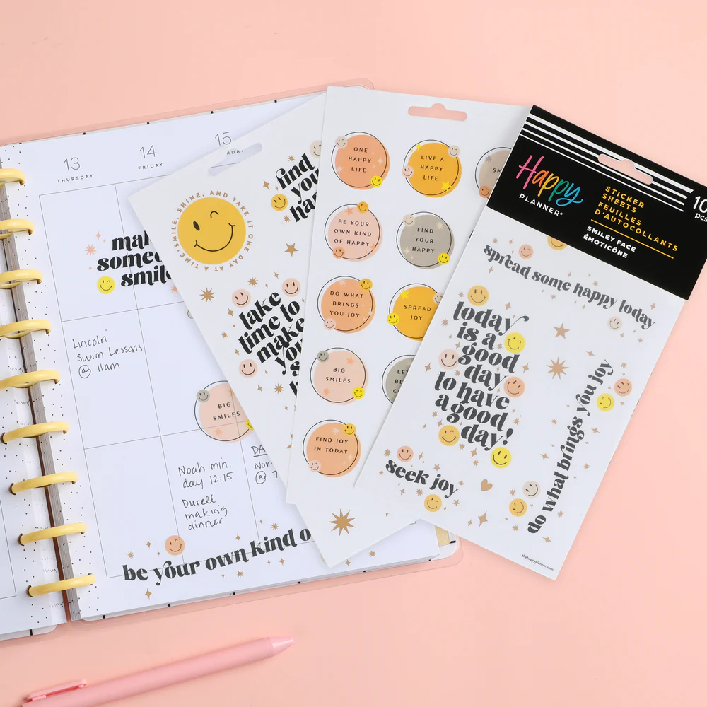 Smiley Face - 5 Sticker Sheets - The Happy Planner