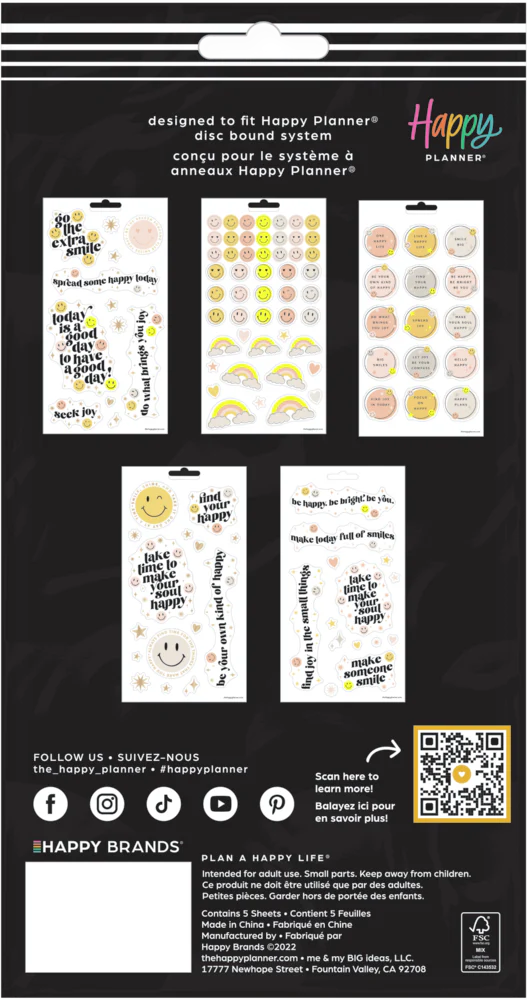 Smiley Face - 5 Sticker Sheets - The Happy Planner