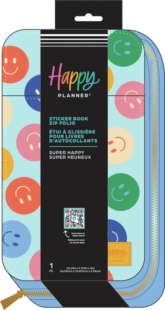 Super Happy - Sticker Storage Zip Folio 8 Super Happy - Sticker Storage Zip Folio