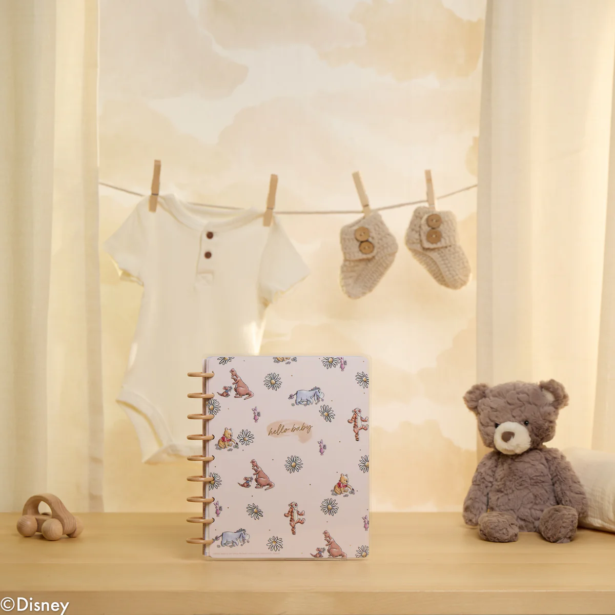 Undated Disney Winnie the Pooh Customizable Baby Planner -  Classic Baby's First Year Layout - 12 Months