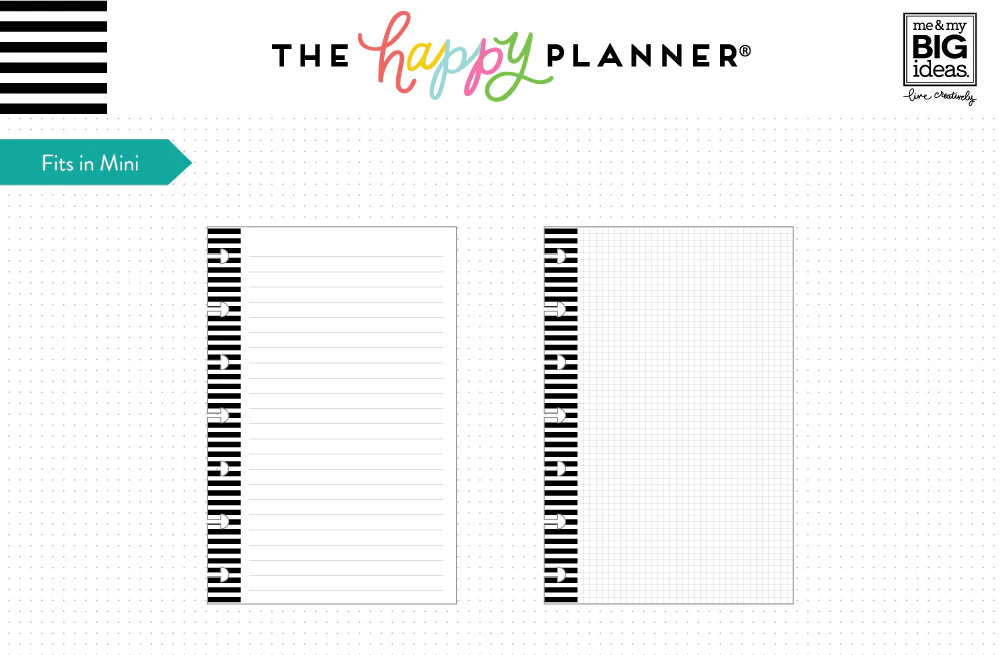 Note & Graph Paper - B&W stripes - Mini