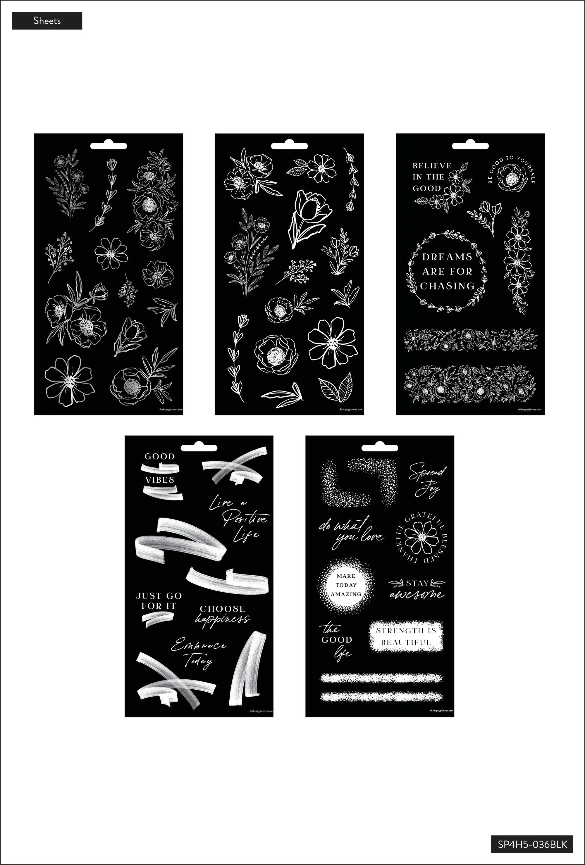 Everyday Florals - 5 Sticker Sheets - Clear