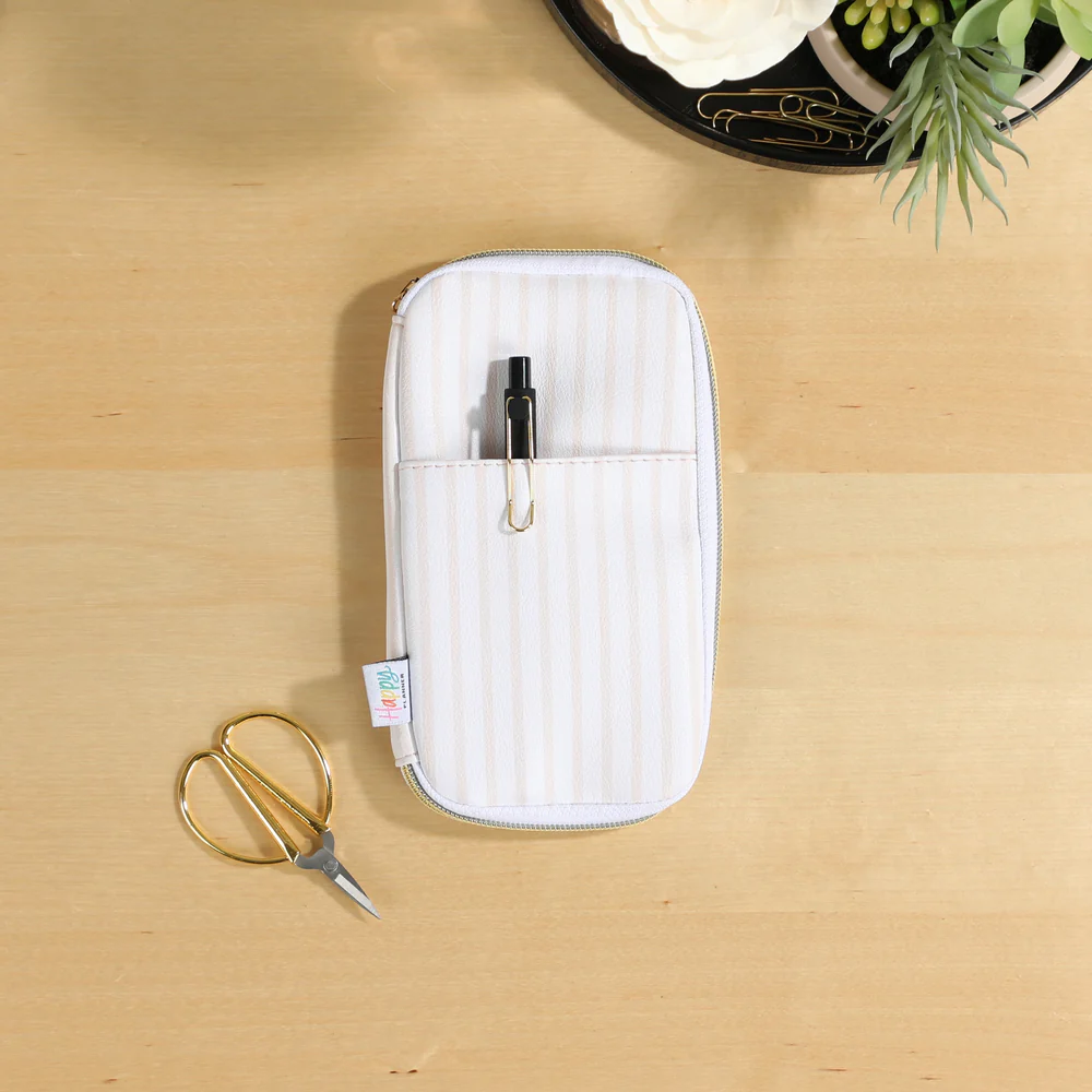 Peachy Stripes - Banded Accessory Zip Pouch