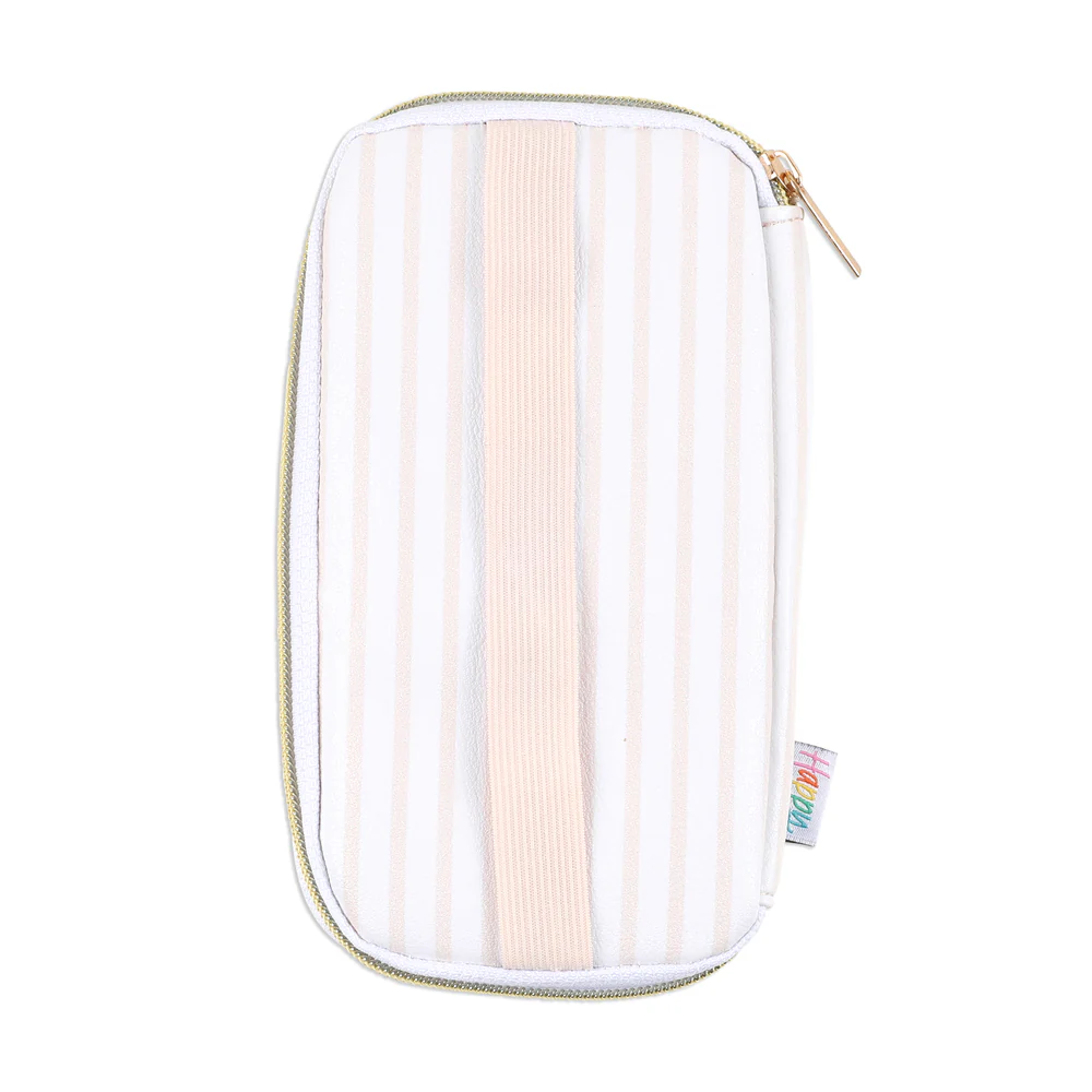 Peachy Stripes - Banded Accessory Zip Pouch 5 Peachy Stripes - Banded Accessory Zip Pouch