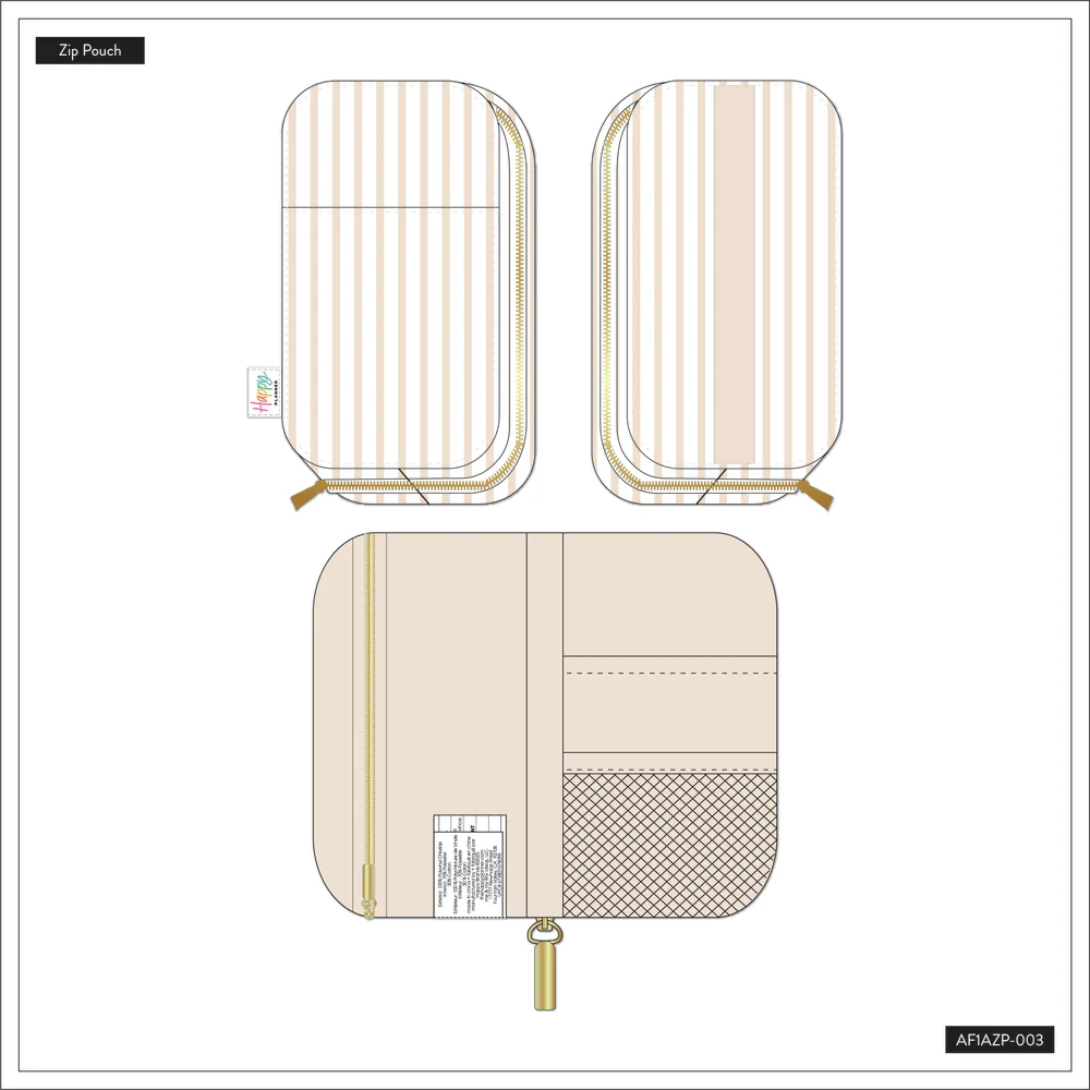 Peachy Stripes - Banded Accessory Zip Pouch 7 Peachy Stripes - Banded Accessory Zip Pouch