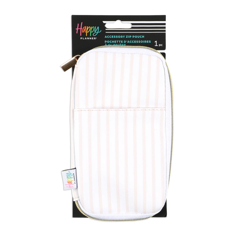 Peachy Stripes - Banded Accessory Zip Pouch 8 Peachy Stripes - Banded Accessory Zip Pouch