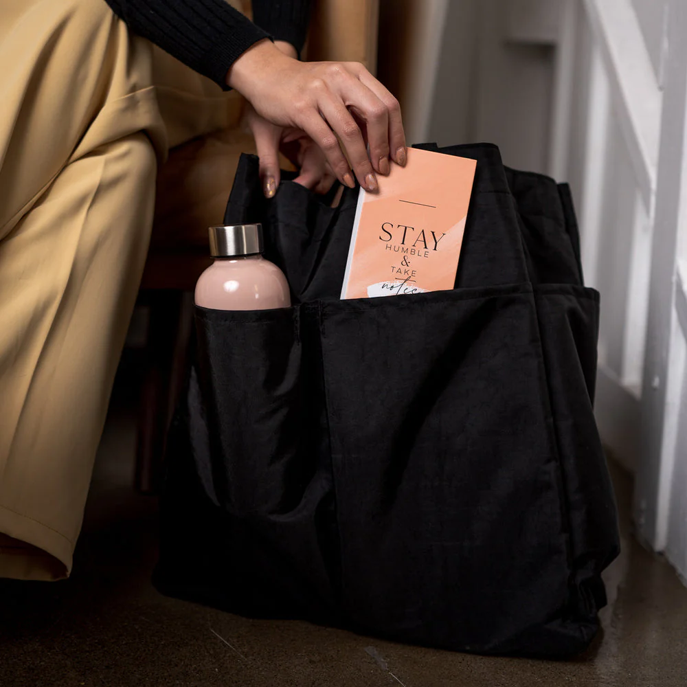 Work + Life Minimalist Nylon Tote Bag - Black 4 Work + Life Minimalist Nylon Tote Bag - Black