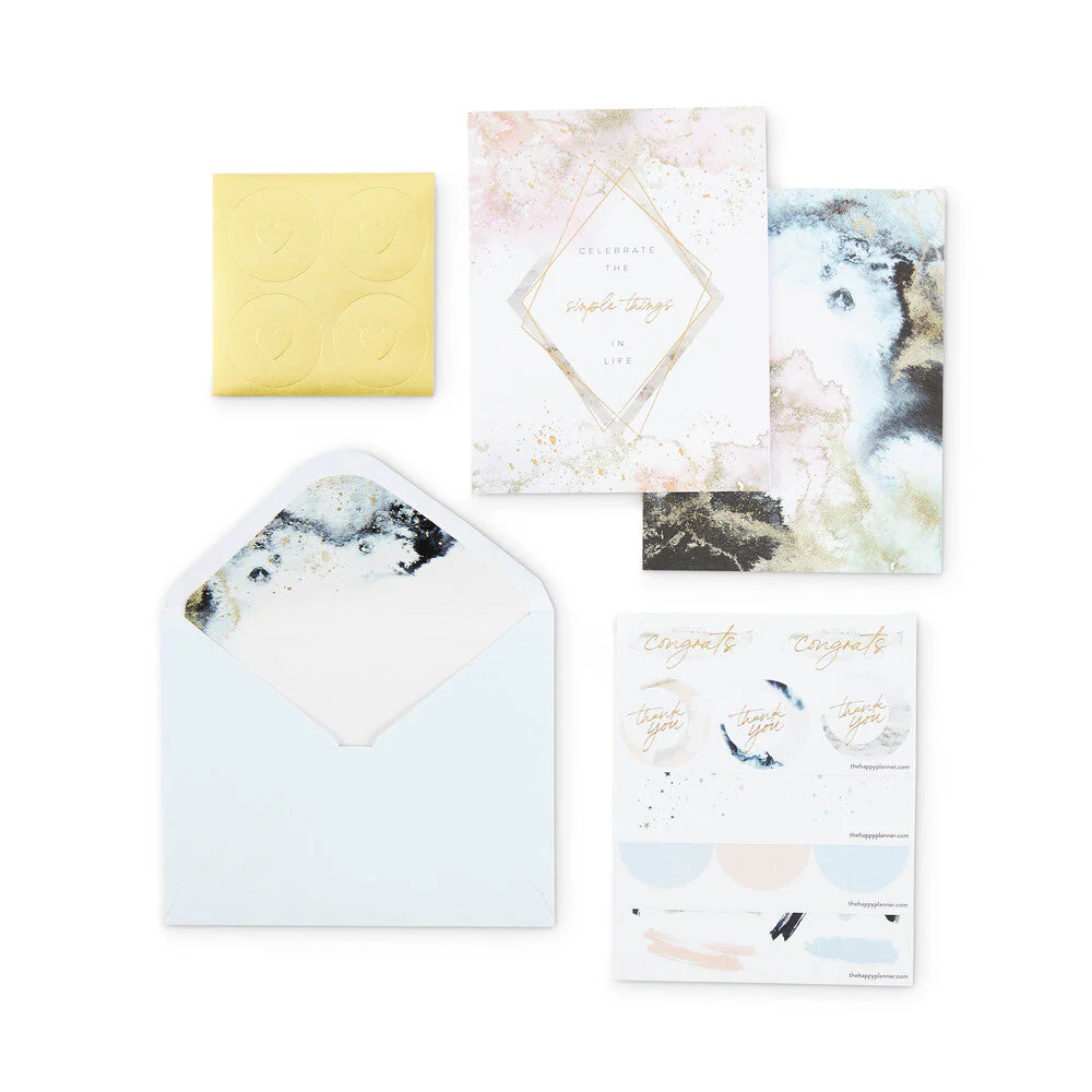 Cosmic Watercolor Note Card Set + Stickers