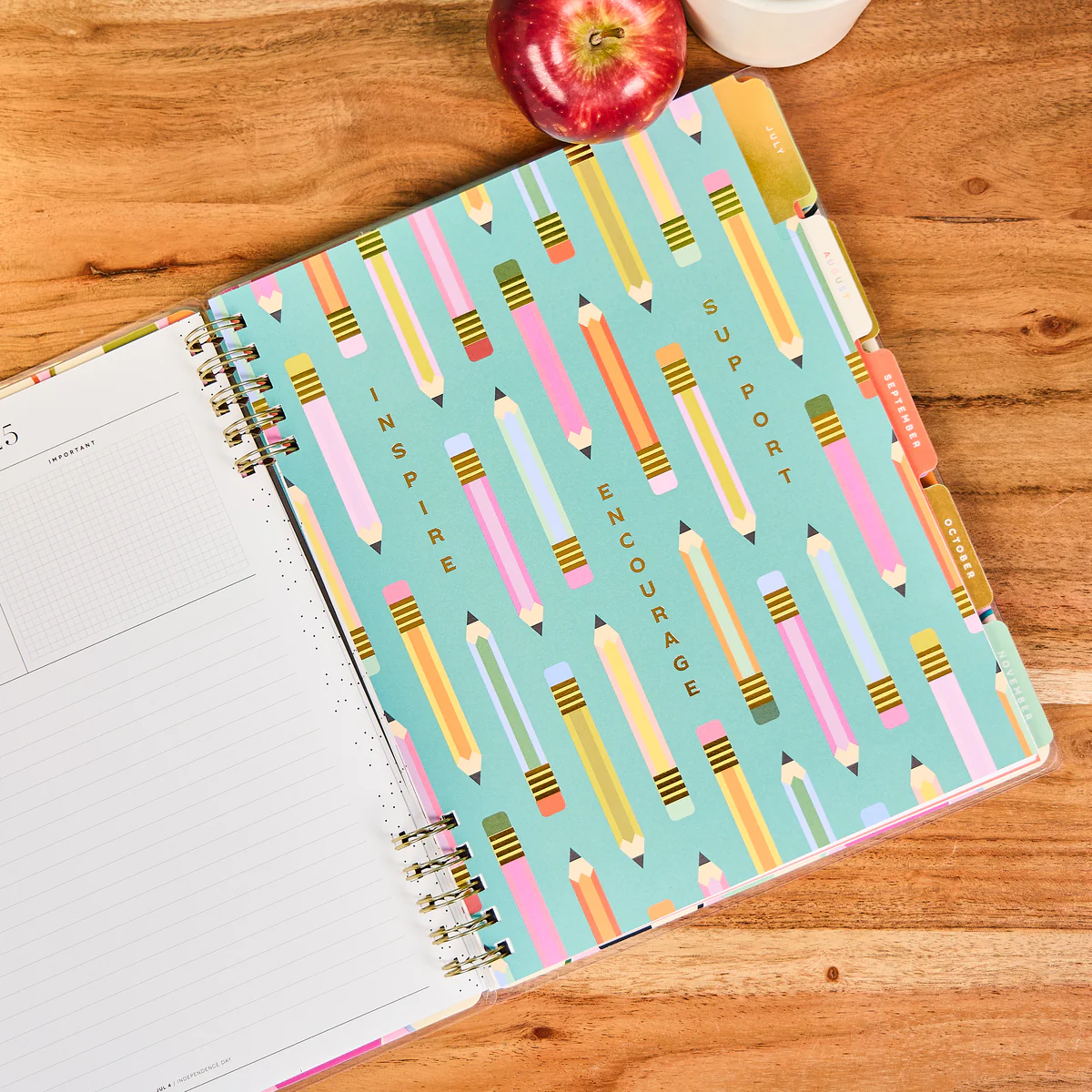 2025–2026 Mod Teacher Customizable Spiral Teacher Planner - Big Teacher Layout - 12 Months